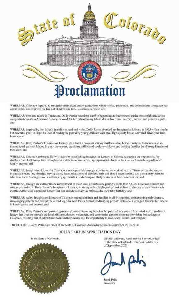 State of Colorado: Dolly Parton Appreciation Day 2026